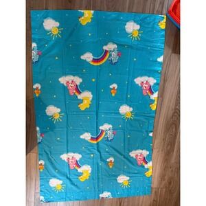 Vintage Care Bears Blue Curtain Panel Rainbows Clouds 63x41 Franco Mfg TCFC